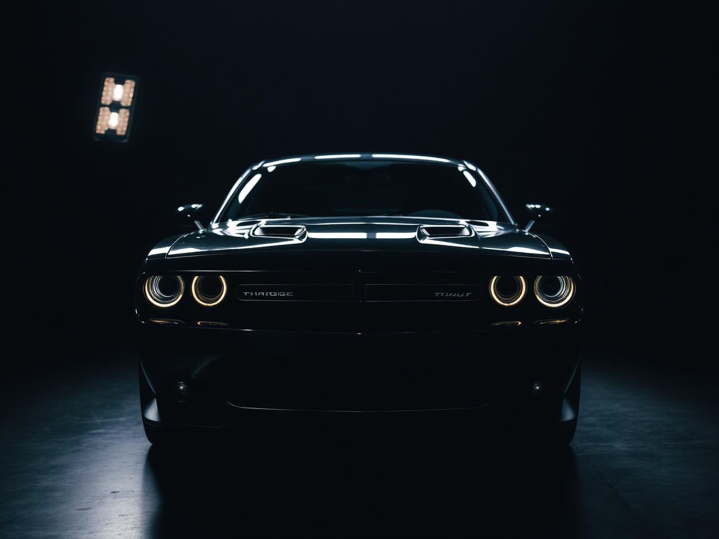 Black Dodge Challenger after gloss refinement and ceramic coating over corrected paint