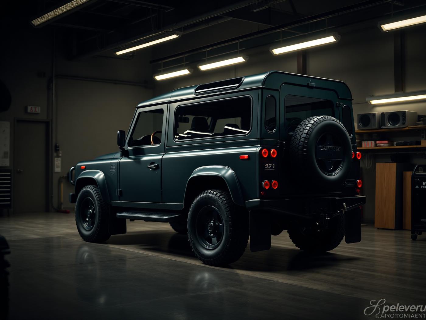 Land Rover Defender after a full interior detail of leather, carpet, headliner and trim, with exterior hand wash